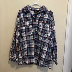 Forever 21 Blue & White Oversized Shacket